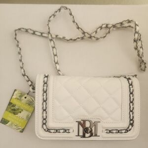 Badgley Mischka White Crossbody Bag with Chain Strap